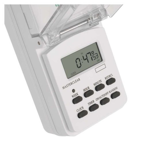 Digitális kapcsolóóra aljzattal, kültéri, 3680 W, 10 kapcsolás naponta, tartalék akkumulátor, IP44    P5525N