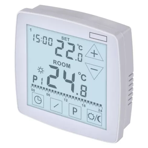 Programozható vezetékes OpenTherm szobatermosztát, 7-30°C, 0,2°C fokonként, 2xAA, fehér               P56A02