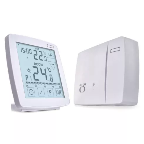 Programozható vezeték nélküli OpenTherm szobatermosztát, 7-30°C, 0,2°C fokonként, 100m táv, fehér     P56A11