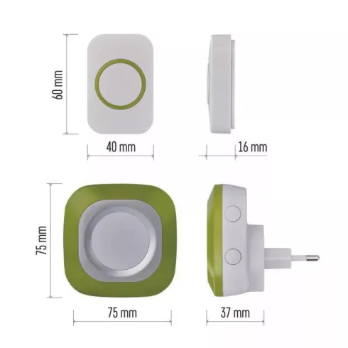 Vezeték nélküli csengő 150m 230V                                                                      P5733G