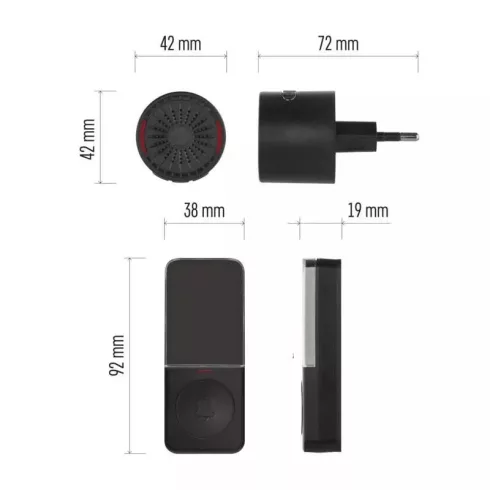 Vezeték nélküli csengő 150m 230V                                                                      P5734B