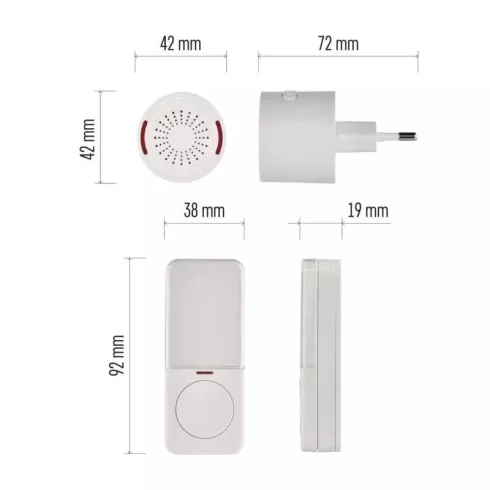 Vezeték nélküli csengő 150m 230V                                                                      P5734