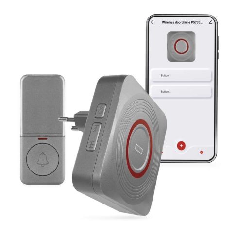 GoSmart vezeték nélküli csengő, wifivel, 150m, 110dB, 52 dallam, IP44, ezüst színben                  P5735SS