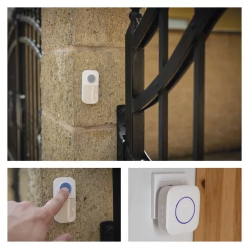 Vezeték nélküli csengő, 230 V AC, 150 m hatótáv, 90 dB, 36 dallam, fehér                              P5737
