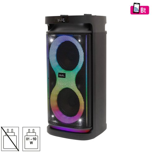 Party hangdoboz, 80W, beépített akku, LED fény, Bluetooth, FM rádió, 2-utas, távirányítóval, HSO      PAR2100BT