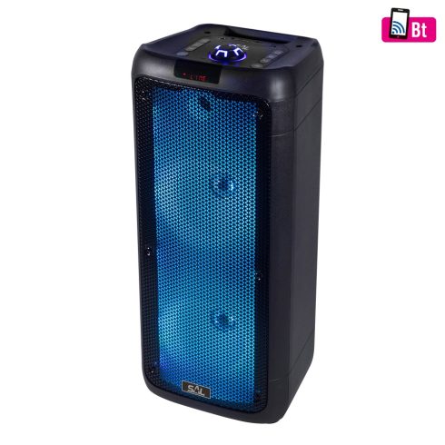 Hordozható party hangdoboz, 2x20cm mélysugárzóval, FULL LED, akku, HSO                                PAR218BT