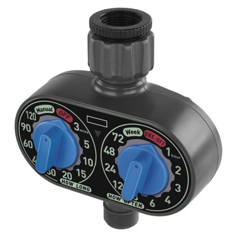 Mechanikus öntözőóra, 1 kimenet, 3/4''-1'', 35 l/perc, 0,5-8 bar, 24 ciklus/nap, 2xAA, IP54           PW56001