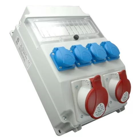Elosztótábla, 11 modulos, 2 x 400V 16A 5 pólusú alj, 4 x 250V 16A alj, IP54                           ROS11X-23