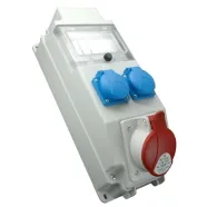   Elosztótábla, 5 modul férőhely, 1 x 400V 32A 5p. alj, 2 x 250V 16A alj, IP54                          ROS5X-10