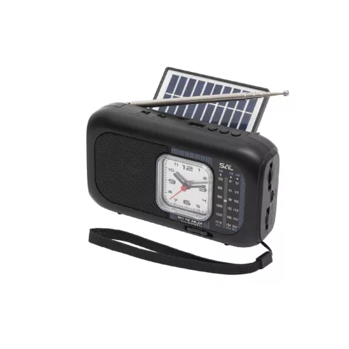 Napelemes hibrid rádió, multimédia lejátszó, 3 sávos, BT/USB/SD/CLOCK/LAMP, cserélhető akku, HSO      RPH3