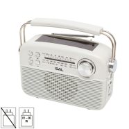   Napelemes hibrid rádió, akkumulátor vagy elem, BT-FM-AM-SW, AC-DC-SOLAR, USB, microSD, fehér, HSO     RPR9