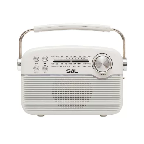Napelemes hibrid rádió, akkumulátor vagy elem, BT-FM-AM-SW, AC-DC-SOLAR, USB, microSD, fehér, HSO     RPR9