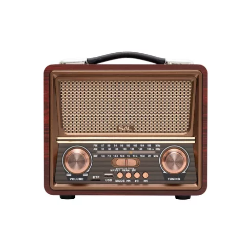 Retro táskarádió, multimédia lejátszó, 3 sávos, MP3-BT/microSD, cserélhető akku, HSO                  RRT22