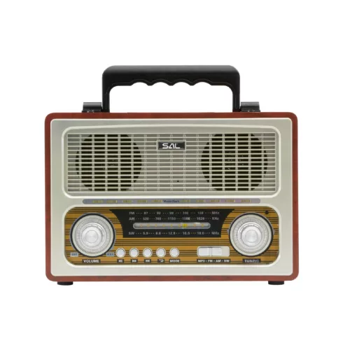 SAL retro táskarádió, stereo lejátszó, BT, USB/microSD, AUX, 3-sávos rádió, hálózati/elemes, HSO      RRT3