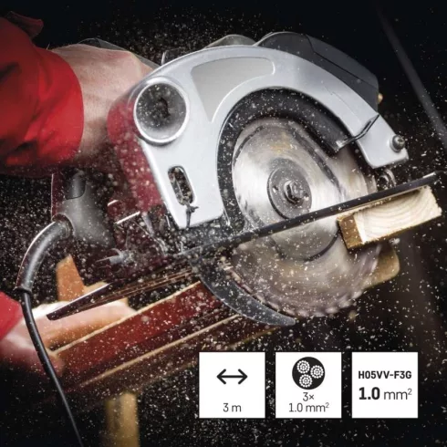 Hálózati vezeték 3x1mm 3m VT3103BK                                                                    S18313