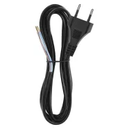   Hálózati vezeték, lapos dugvillával szerelve, 2x0,75mm2 2m, fekete,  VT20752BK GA6778                 S19272