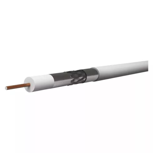 Koax vezeték RG6, 3x árnyékolt, CCS, fehér, 100m-es kiszerelés, SS6TSVWH-100                          S5382