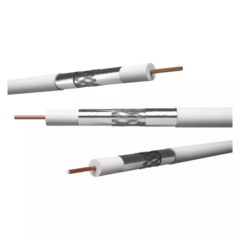 Koax vezeték RG6, 3x árnyékolt, CCS, fehér, 100m-es kiszerelés, SS6TSVWH-100                          S5382