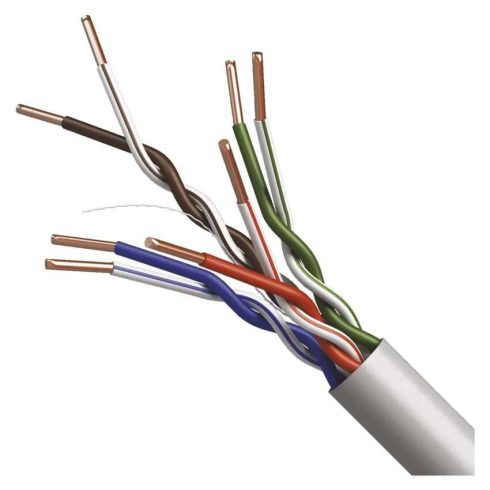 UTP kábel CAT5E PVC CCA, 100m/fólia, rézzel bevont alu belső ér, Nylon150D, AWG 24, HDPE, 1000Base-T  S9137
