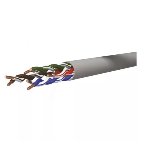 UTP kábel CAT5E PVC CCA, 100m/fólia, rézzel bevont alu belső ér, Nylon150D, AWG 24, HDPE, 1000Base-T  S9137
