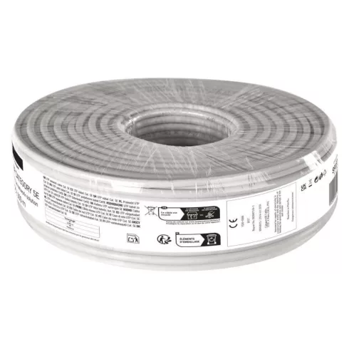 UTP kábel CAT5E PVC CCA, 100m/fólia, rézzel bevont alu belső ér, Nylon150D, AWG 24, HDPE, 1000Base-T  S9137