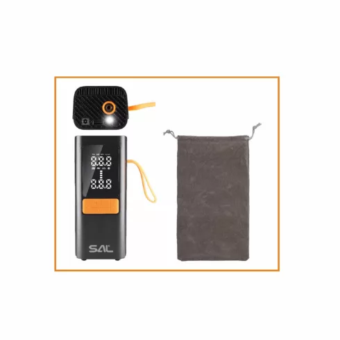 Digitális légkompresszor (3-150PSI), powerbank, LED lámpa, tölthető, tartozékok, tárolózsák, HSO      SAAP6