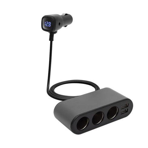 SAL autós feszültségelosztó és USB töltő, 3.4A, max.80W, Voltmérő, autó-akku állapot, 12/24V, HSO     SAU80W
