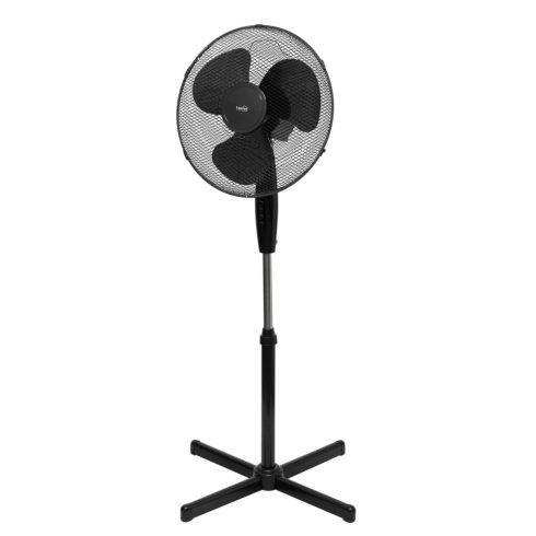 Állóventilátor, 45W, 40 cm lapátátmérő, 3 sebesség, oszcillálás, állítható fejdőlésszög, fekete, HSO  SF40BK