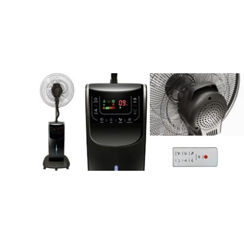 Párásító ventilátor, fekete, 90W, 40cm-es lapátátmérő, távirányítóval, 3 fokozatú párásítás           SFM42/BK