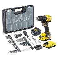   STANLEY FATMAX V20 kefementes fúró-csavarozó, 2x2Ah akkuval,töltővel,100db-os készlettel,hordtáskába  SFMCD714D2A-Q