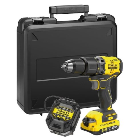 STANLEY FATMAX 18 Volt-os V20 akkumulátoros ütvefúró/csavarozó KEFE NÉLKÜLI, 2 Ah akkuval, kofferben  SFMCD715D1K-Q