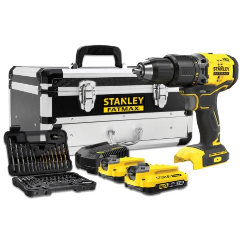 STANLEY FATMAX 18 Volt-os V20 akkumulátoros ütvefúró/csavarozó KEFE NÉLKÜLI, 2 x 2 Ah akkuval, tarto  SFMCD715D2F-Q
