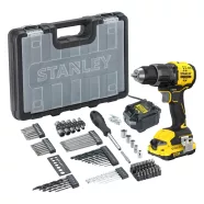   STANLEY FATMAX V20 kefementes ütvefúró-csavarozó,1x2Ah akkuval,töltővel,100db-os készlettel,hordtásk  SFMCD716D1A-Q