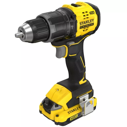 STANLEY FATMAX V20 kefementes ütvefúró-csavarozó,1x2Ah akkuval,töltővel,100db-os készlettel,hordtásk  SFMCD716D1A-Q