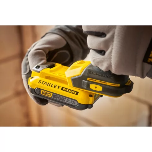 STANLEY FATMAX V20 kefementes ütvefúró-csavarozó,1x2Ah akkuval,töltővel,100db-os készlettel,hordtásk  SFMCD716D1A-Q