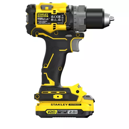 STANLEY FATMAX 18 Volt-os V20 akkumulátoros fúrócsavarozó, KEFE NÉLKÜLI, 2 x 2Ah akkumulátorral, hor  SFMCD725D2K-Q