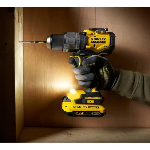 STANLEY FATMAX V20 kefementes ütvefúró-csavarozó,1x2Ah akkuval,töltővel,2000ford/perc,80Nm,ProStack   SFMCD726D1T-Q