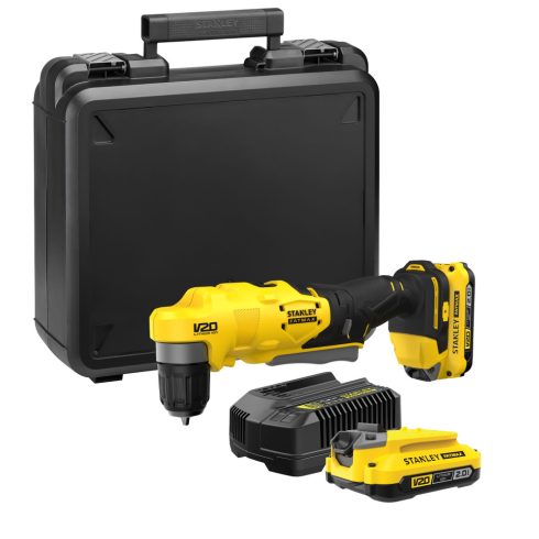 STANLEY FATMAX 18 Volt-os V20 akkumulátoros derékszögű fúrógép, akkuval                               SFMCD750D2K-Q