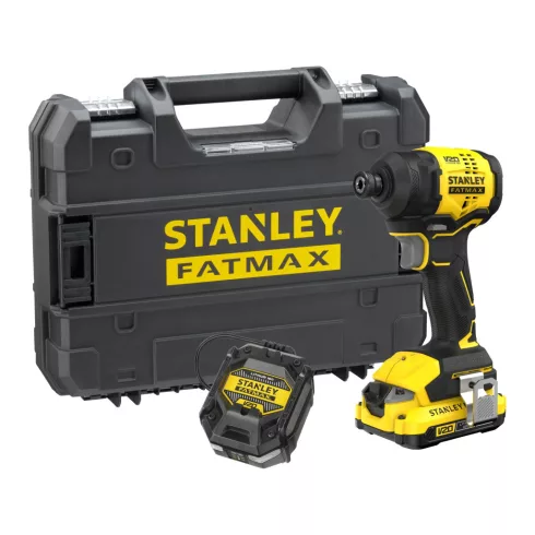 STANLEY FATMAX V20 ütvecsavarozó, kefementes, 2800ford./perc, 170nM, 2Ah akkuval, töltővel, ProStack  SFMCF811D1T-Q