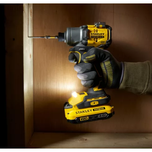 STANLEY FATMAX V20 ütvecsavarozó, kefementes, 3500 ford/perc, 203Nm, 2Ah akkuval, töltővel, ProStack  SFMCF830D1T-Q