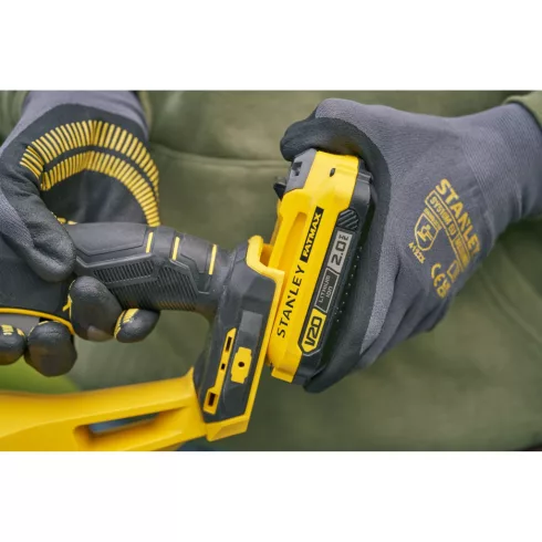 STANLEY FATMAX V20 sövényvágó, 2Ah akkuval,töltővel, 50cm vágóél, edzett acél pengék, kiegészítő fog  SFMCHT650M1-Q
