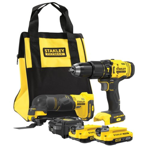 STANLEY FATMAX 18V V20 COMBO SFMCD711 + SFMCE500 + 2x2Ah akkumulátor + 1,25A töltő + táska            SFMCK213D2S-Q