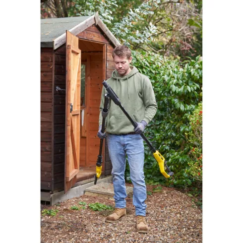 STANLEY FATMAX V20 magassági metszőolló, 2Ah akkuval, töltővel, max.2,4m hossz, max.32mm ágvastagság  SFMCPP632D1-Q