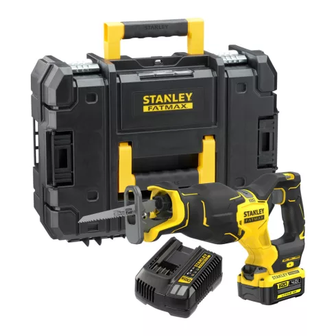 STANLEY FATMAX V20 orrfűrész, kefementes, 2300/3200 ford/perc, LED, 4Ah akkuval, töltővel, ProStack   SFMCS311M1T-Q