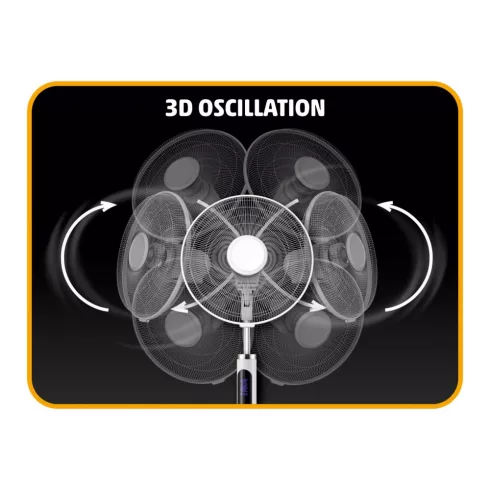 Állványos ventilátor 3D oszcillálás, fehér, 40cm, 60 W, HSO                                           SFR403D