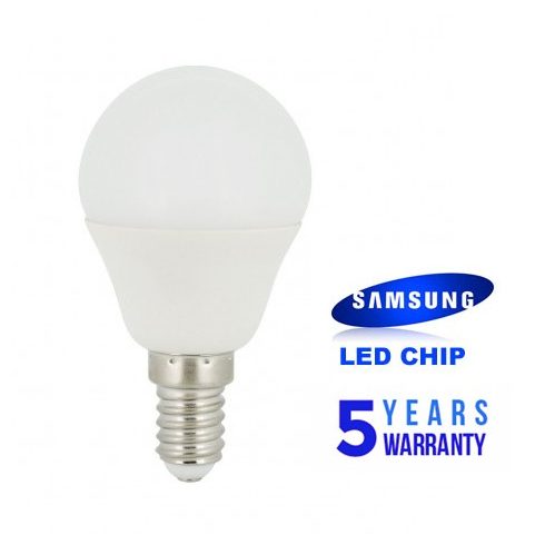 LED fényforrás minigömb G45 E14 7W 600lm 3000K melegfehér 230V 180-fok sugárzási szög                 SLED45147