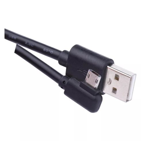 USB 2.0 kábel A dugó-mikro B dugó 90° 1m fekete                                                       SM7005BL