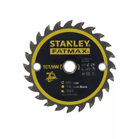 STANLEY FATMAX Körfűrészlap TCT/HW fűrésztárcsa fához, 85x10mm, 24 fog, ATB                           STA10425-XJ