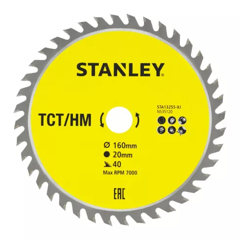 STANLEY Körfűrészlap ATB geometria átmérő 160 x 20 mm, 40 fog                                         STA13255-XJ