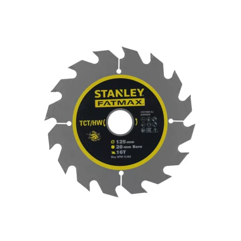 STANLEY FATMAX Körfűrészlap TCT/HW fűrésztárcsa fához, 125x20mm, 16 fog, ATB                          STA17000-XJ